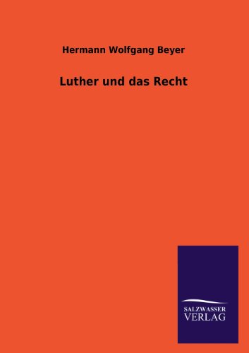 Imagen de archivo de Luther Und Das Recht a la venta por Chiron Media