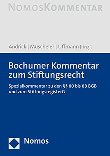 Imagen de archivo de Bochumer Kommentar zum Stiftungsrecht:  80 bis 88 BGB und zum StiftRG a la venta por medimops