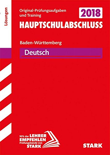 Beispielbild fr Abschlussprfung Hauptschule Baden-Wrttemberg 2018 - Deutsch Lsungsheft zum Verkauf von medimops