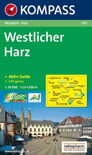 Stock image for Westlicher Harz 1 : 50 000: Wanderkarte mit Kurzfhrer und Radrouten. GPS-genau und Aktiv Guide for sale by medimops