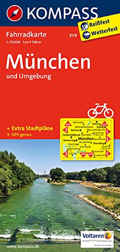 KOMPASS Fahrradkarte 3119 München und Umgebung 1:70.000 : reiß- und wetterfest