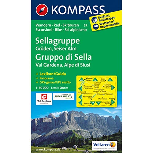 Imagen de archivo de Sellagruppe 59 GPS wp kompass D/I Gr den-Val Gardena: Wandelkaart 1:50 000 a la venta por WorldofBooks