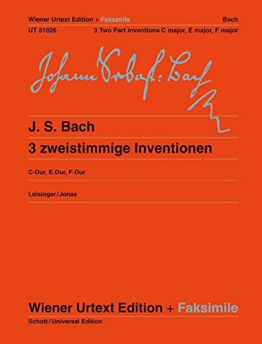 Beispielbild fr 3 Two Part Inventions BWV 772, 777, 779 zum Verkauf von Blackwell's