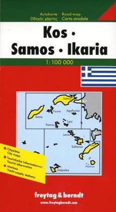 Kos, Samos, Ikaria. Autokarte, 1:150 000