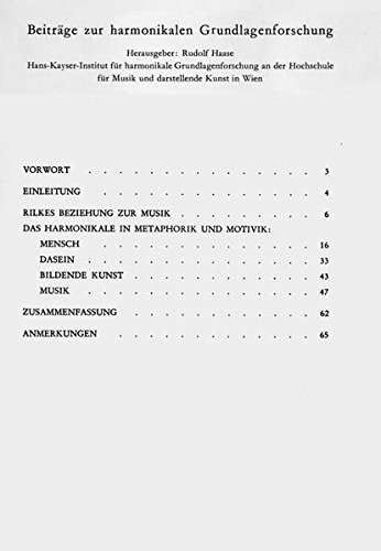 Das Harmonikale in der Musikauffassung Rainer Maria Rilkes.