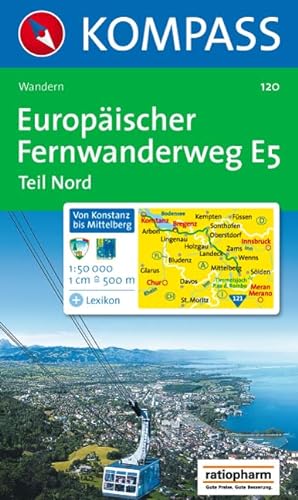 Kompass Karten, Europäischer Fernwanderweg E 5, Teil Nord: Wanderkarte - 120 KOMPASS