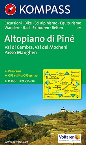Altopiano di Piné, Val di Cembra, Val dei Mocheni : carta escursionistica, scialpinistica ; con guida Kompass. Kompass ; 075 - Kompass-Karten
