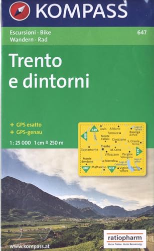 Trento e dintorni: Wander- und Radtourenkarte. GPS-compatible. 1:25.000