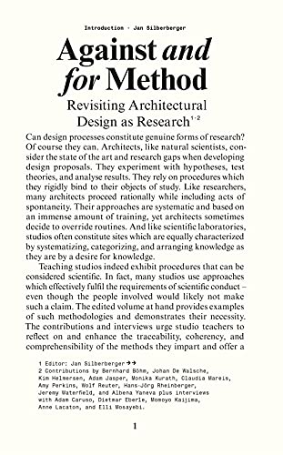 Beispielbild fr Against And For Method - Revisiting Architectural Design As Research zum Verkauf von Blackwell's