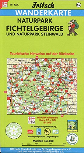 Naturpark Fichtelgebirge, Naturpark Steinwald 1 : 50 000. Fritsch Wanderkarte : Touristische Hinweise auf der RÃ¼ckseite. Mit farbiger Wegemarkierung, WanderparkplÃ¤tzen und Langlaufloipen