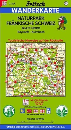 Naturpark Fränkische Schweiz Nord 1 : 50 000. Fritsch Wanderkarte: Bayreuth - Kulmbach. Touristische Hinweise auf der Rückseite. Mit farbiger . Langlaufloipen und Radwanderwegen