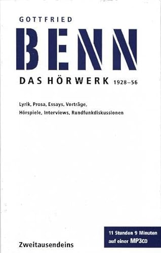 Stock image for Gottfried Benn, das Hrwerk 1928 - 56: Lyrik, Prosa, Essays, Vortrge, Hrspiele, Interviews, Rundfunkdiskussionen. for sale by Antiquariat J. Hnteler