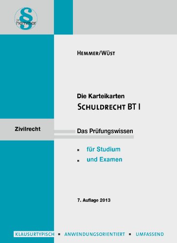 Schuldrecht BT 1. 13 Karteikarten - Hemmer, Karl E., Wüst, Achim