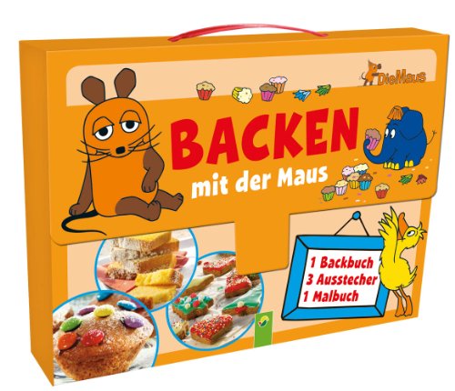 Backen mit der Maus - Kinderkoffer: Backbuch, 3 Ausstechförmchen und Malbuch im praktischen Kinderkoffer