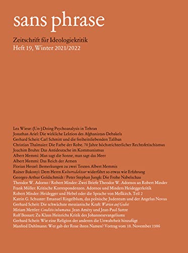 9783862599196: sans phrase 19: Zeitschrift fr Ideologiekritik; Heft 19, Winter 2021/2022