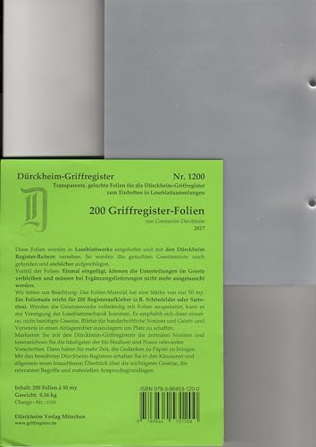 Beispielbild fr 200 DrckheimRegister-FOLIEN fr STEUERGESETZE, SCHNFELDER u.a; zum Einheften und Unterteilen der roten Gesetzessammlungen zum Verkauf von Blackwell's