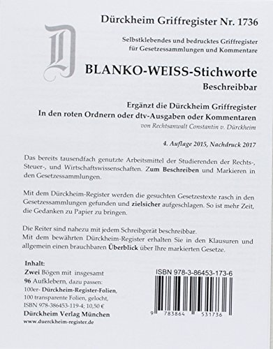 Beispielbild fr DrckheimRegister BLANKO: WEISS-GROSS Beschreibbar zum Verkauf von Blackwell's