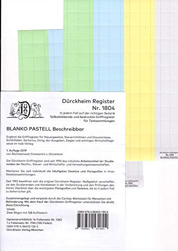 Beispielbild fr Drckheim, C: DrckheimRegister BLANKO PASTELL-GROSS zum Verkauf von Blackwell's