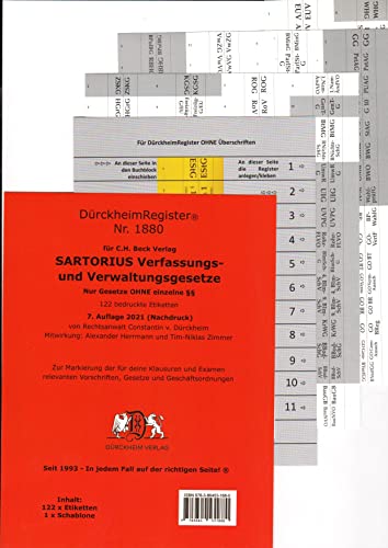 Beispielbild fr DrckheimRegister SARTORIUS 1 OHNE  (2022) zum Verkauf von Blackwell's