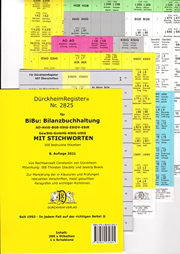 Beispielbild fr DrckheimRegister BiBu-BILANZSTEUERRECHT Register fr deine AO-AktG-BGB-EStG-EStR-KStG-UStG-GmbHG-HGB-UmwG mit Stichworten (2020) -Language: german zum Verkauf von GreatBookPrices