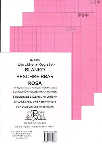 Beispielbild fr DrckheimRegister BLANKO-ROSA beschreibbar zum Verkauf von Blackwell's