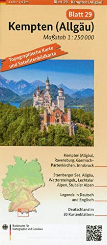 Beispielbild fr Kempten (Allgu): Umgebungskarte mit Satellitenbild 1:250.000 (TK250 / Topographische und Satellitenbildkarte) zum Verkauf von medimops