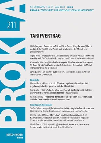 Beispielbild fr Tarifvertrag: PROKLA 211 / 53. Jg., Heft 2, Juni 2023 (PROKLA. Zeitschrift fr kritische Sozialwissenschaft) zum Verkauf von medimops