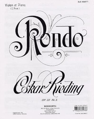 9783865435811: Oskar rieding: rondo for violin and piano op.22 no.3