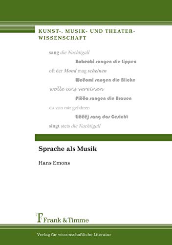 Sprache als Musik (German Edition) (9783865963277) by Emons, Hans