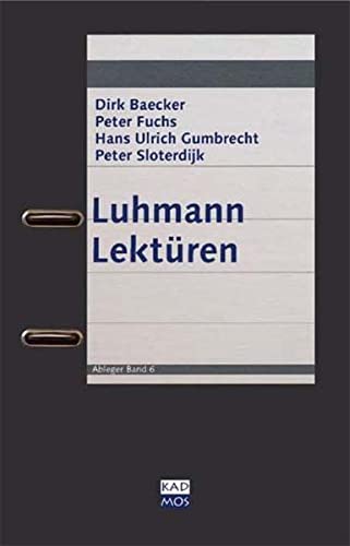 Beispielbild fr Baecker, D: Luhmann Lektren zum Verkauf von Einar & Bert Theaterbuchhandlung
