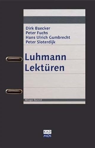 Stock image for Baecker, D: Luhmann Lektren for sale by Einar & Bert Theaterbuchhandlung