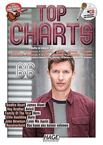 9783866262980: Top Charts 66 mit Playback CD: Die besten und aktuellsten Top Hits der grten Stars! Bonfire Heart - Hey Brother - Hero - Burn - Love Me Again - Das kann uns keiner nehmen