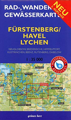 Fürstenberg/Havel, Lychen 1 : 35 000 Rad-, Wander- und Gewässerkarte: Mit Neuglobsow, Bredereiche, Himmelpfort, Küstrinchen, Beenz, Rutenberg, Dabelow