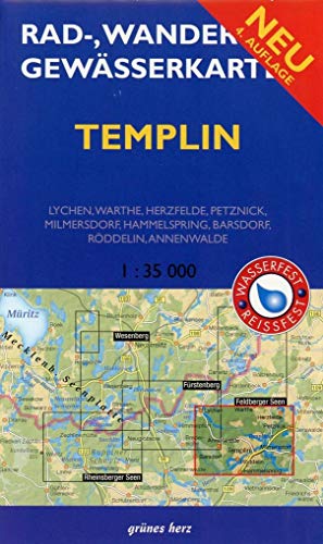 Rad-, Wander- und Gewässerkarte Templin: Mit Lychen, Warthe, Herzfelde, Petznick, Milmersdorf, Mit Hammelspring, Barsdorf, Röddelin, Annenwalde. . Rad-, Wander- und Gewässerkarten, 1:35.000) - Lutz Gebhardt