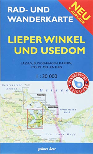 Stock image for Rad- und Wanderkarte Lieper Winkel und Usedom: Mit Lassan, Buggenhagen, Karnin, Stolpe, Mellenthin. Mastab 1:30.000. Wasser- und reifest. for sale by medimops