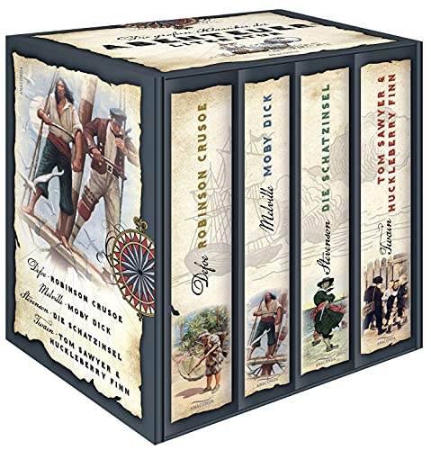 9783866478602: Die groen Klassiker der Abenteuerliteratur - Robinson Crusoe - Moby Dick - Die Schatzinsel - Tom Sawyer & Huckleberry Finn