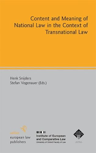 Beispielbild fr Content and Meaning of National Law in the Context of Transnational Law zum Verkauf von Anybook.com