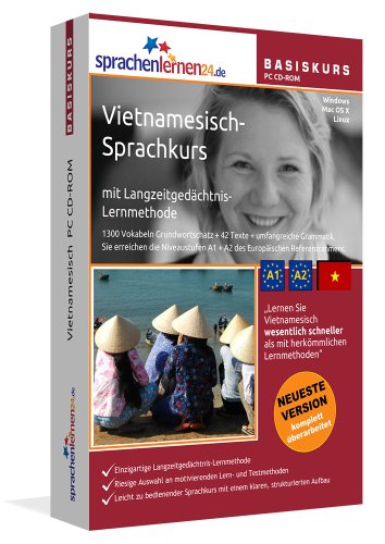 Vietnamesisch-Basiskurs mit Langzeitgedächtnis-Lernmethode von Sprachenlernen24: Lernstufen A1 + A2. Vietnamesisch lernen für Anfänger. Sprachkurs PC CD-ROM für Windows 10,8,7,Vista,XP/Linux/Mac OS X