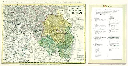 Stock image for Historische Karte: Ober-Schlesien, 1746 (Plano): LA HAUTE SILESIE, qui comprend les Principautes de Neise, de Munsterberg, de Laegerndorf, de Troppau, . Teschen, dessinee par les Heritiers de Homann for sale by Revaluation Books