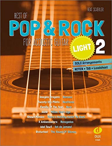 Best of Pop & Rock for Acoustic Guitar light 2: Solo Arrangements Noten + TAB + Leadsheet : Solo Arrangements Noten + TAB + Leadsheet - Beat Scherler