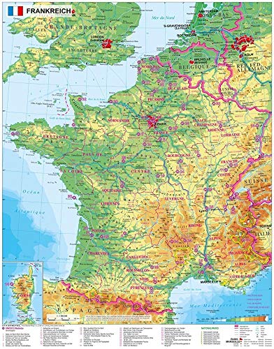 9783869610368: Frankreich physisch mit UNESCO-Welterbesttten und Nationalparks - Wandkarte / Poster NEUE AUFLAGE