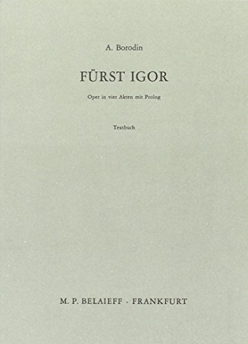 Imagen de archivo de Furst Igor: Oper in vier Akten mit Prolog a la venta por Zubal-Books, Since 1961