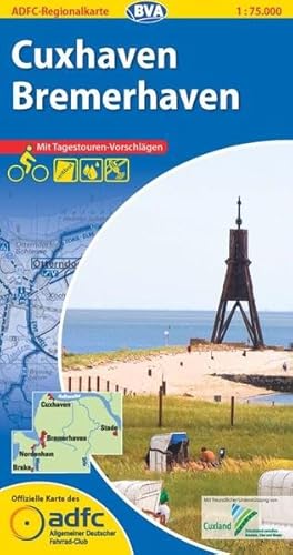 ADFC-Regionalkarte Cuxhaven Bremerhaven mit Tagestouren-Vorschlägen, 1:75.000, reiß- und wetterfest, GPS-Tracks Download: Zwischen Nordsee, Elbe und Weser