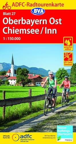 Beispielbild fr ADFC-Radtourenkarte 27 Oberbayern Ost / Chiemsee / Inn 1:150.000, rei- und wetterfest, GPS-Tracks Download (ADFC-Radtourenkarte 1:150000) zum Verkauf von medimops