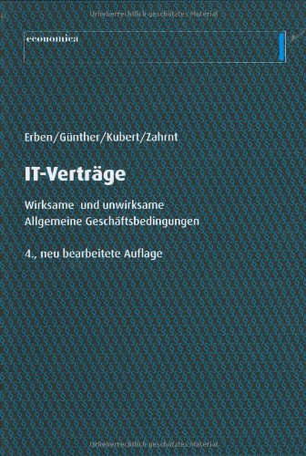 Beispielbild fr IT-Vertrge: Wirksame und unwirksame Allgemeine Geschftsbedingungen [Gebundene Ausgabe] Meinhard Erben (Autor), Wolf Gnther (Autor), Michael Kubert (Autor) Der Markt fr IT-Leistungen wchst stetig, da viele Unternehmen diese auf externe Anbieter verlagern. Alle Anbieter - Hersteller, Hndler, Lieferant oder Dienstleister- verwenden Allgemeine Geschftsbedingungen (AGB), leider sind diese hufig unwirksam und verursachen dadurch groe unternehmerische Risiken, z. B. bei unwirksamen Haftungsbeschrnkungen. Die Kapitel dieses Buches fhren in das allgemeine AGB-Recht ein und nehmen insbesondere Bezug auf die Besonderheiten bei IT-Leistungen, aus Sicht der Auftraggeber und der Auftragnehmer. Themen der Kapitel sind- Einfhrung in das AGB-Recht - Allgemeine Klauseln der LieferantenVertragsabschluss und Vertragsinhalt, Vertragsdurchfhrung, Pflichtverletzungen, Rahmenbedingungen - IT-spezifische AGB-Klauseln der Lieferantenberlassung von Software-Produkten, Erstellen von Programmen, Wart zum Verkauf von BUCHSERVICE / ANTIQUARIAT Lars Lutzer