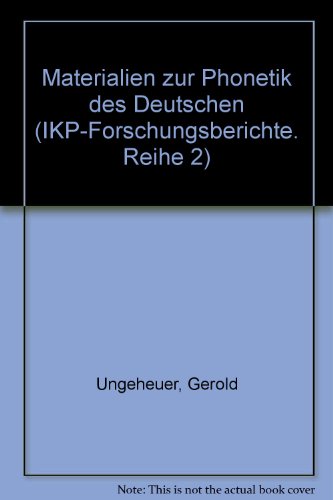 9783871182501: Materialien zur Phonetik des Deutschen (IKP-Forschungsberichte. Reihe 2)