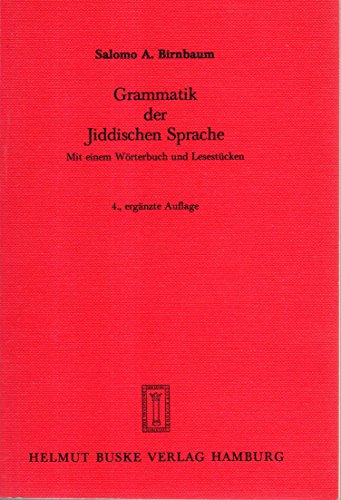 Beispielbild fr Grammatik der jiddischen Sprache zum Verkauf von Ammareal