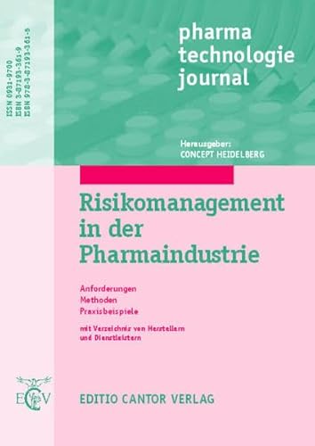 Beispielbild fr Risikomanagement in der Pharmaindustrie: Anforderungen, Methoden, Praxisbeispiele Medizin Pharmazie Pharmazeutika HumanMedizin Pharmkologie Pharmaindustrie Risikomanager Arzneien Medikamente Arzneimitteln Qualittssicherungssysteme Qualittsbewertung Pharmaunternehmen Zulassungsbehrde Concept Heidelberg (Herausgeber), Ulrich Bieber (Autor), Frank Bttcher (Autor), Gnter Generlich (Autor), Katharina Grser (Autor), Michael Jahnke (Autor), Karl Metzger (Autor), Roland Miksche (Autor), Denis Nienhser (Autor), Anna Precht (Autor), Heinrich Prinz (Autor), Birgitta Steinborn (Autor), Rudolf Vller (Autor), Andrea Weiland-Waibel (Autor) zum Verkauf von BUCHSERVICE / ANTIQUARIAT Lars Lutzer