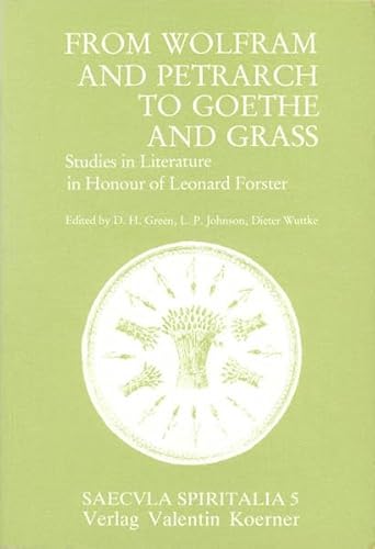 Stock image for Studies in Honour of Edward Forster From Wolfram and Petrarch to Goethe and Grass for sale by Webbooks, Wigtown