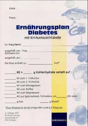 Beispielbild fr Ernhrungsplan Diabetes mit KH-Austauschtabelle zum Verkauf von medimops